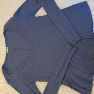 Free People Intimately Blue Ribbed Long Sleeve V-Neck. Size S. Good Condition.